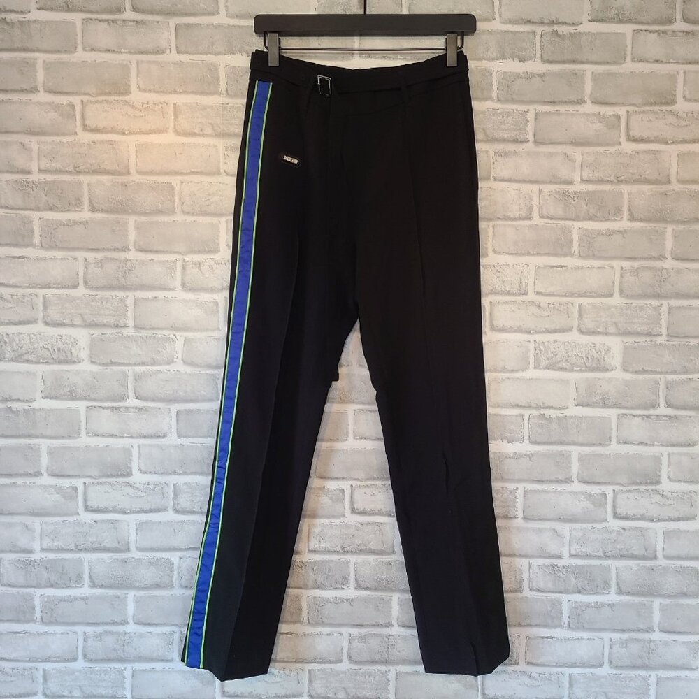 Mukzin Black Side Stripe Straight Leg Trousers Medium NWT Cyber Chic Techwear